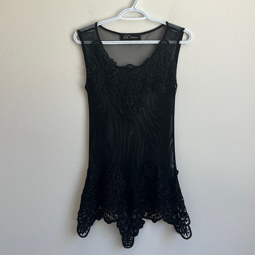 G Collection Black Mesh Lace Tank